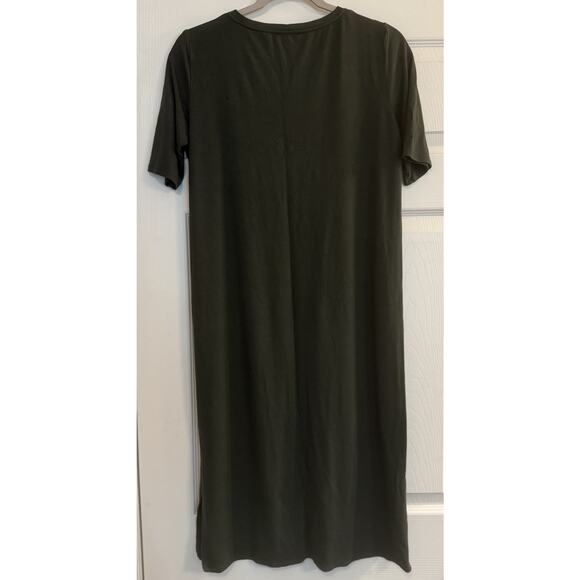 Eileen Fisher Jersey T-Shirt Dress Sz Small Forest Green Midi Stretchy Soft EUC - Picture 2 of 10